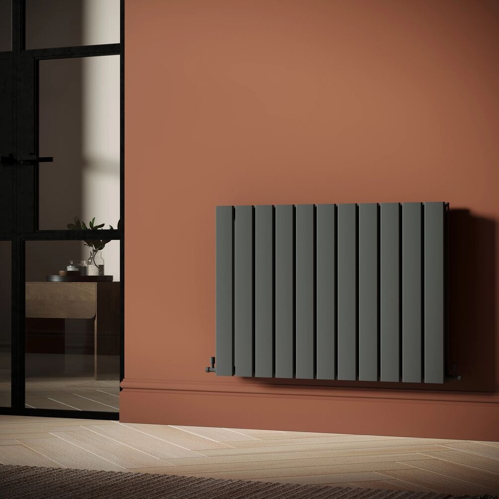 JTP Enzo Anthracite 600mm x 832mm Flat Panel Horizontal Designer Radiator Lifestyle